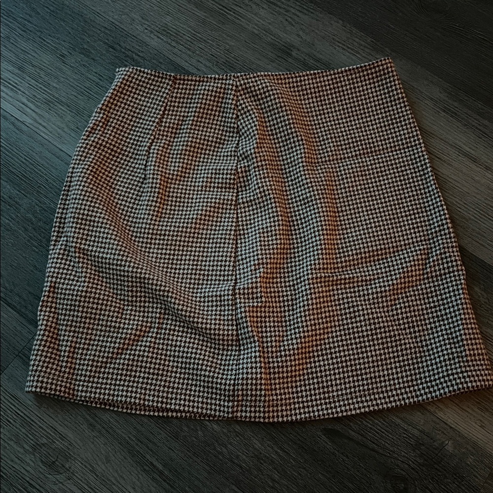 SHEIN Brown and White Houndstooth Skirt
